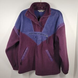 Vintage EMS Maroon Purple 1/4 Zip Fleece Pullover Side Pockets Men Size Medium